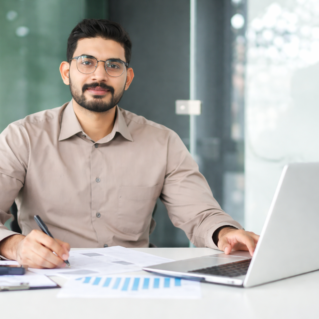 Student following online English study routine using laptop and notebook